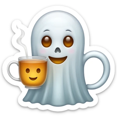 Ghost emoji holding a cup of tea sticker