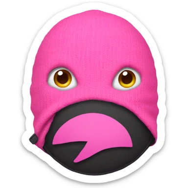 A pink fish wearing a balaclava  sticker