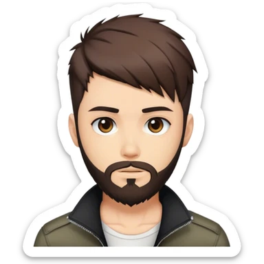 Trendy haircut boy beard edgy brunette anime sticker