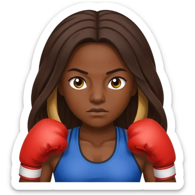 dark skin female boxer long hair sticker