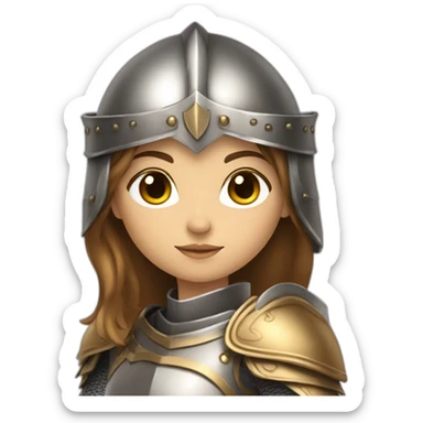 lady knight with bird motif long brown hair golden eyes tan skin holding a sword sticker
