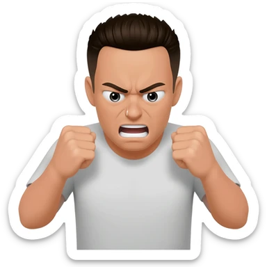 Expression of wrath. Rage.Trembling or shaking, pounding fists, breathing deeply/noisily, and intense, unblinking stares. sticker