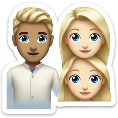 dark hair girl and blonde hair boy blue eyes sticker