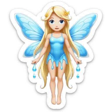 full body woman long blonde hair blue eyes white skin muscular build honey fairy dripping nectar glow sticker