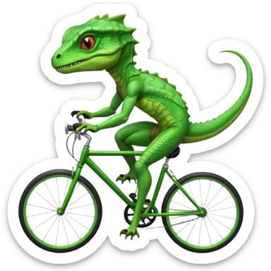 reptilian alien riding a bicycle, lizard-like face, scaled skin, athletic cycling pose, alien warrior vibe, 3D cartoon, mobile game icon style, clean background, no text, no watermark
 sticker