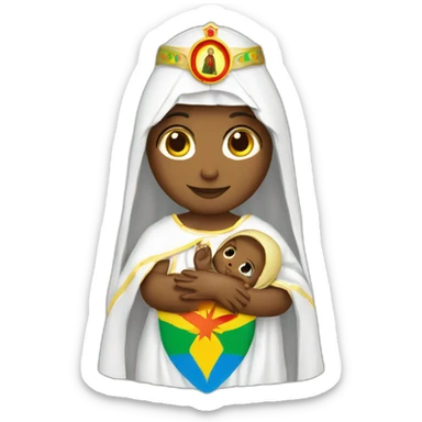 holy Mary with baby Jesus with Ethiopian flag sticker