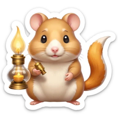 hamster holding oil lamp light sticker