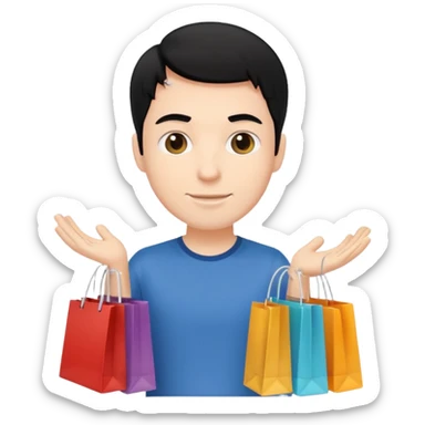 a white guy with black hair shopping sticker