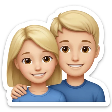Girl and boy putting their heads together smiling  sticker