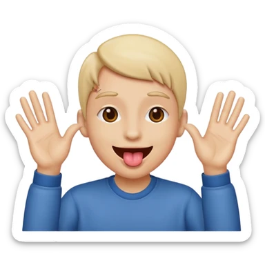 tongue out with hands on both sides sticker