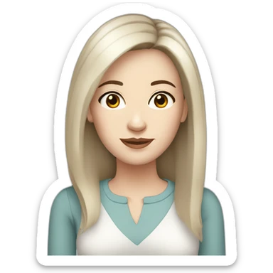 40 years old Woman, white pale skin, dark brown straight hair, big black eyes sticker