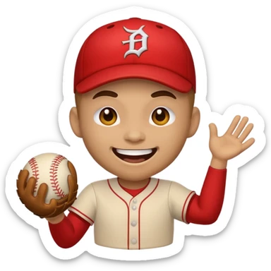 I want a emoji of a emoji with a evil smile throwing a baseball very hard sticker