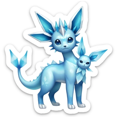 Shiny Cool Sparkly Cute Ethereal Glaceon-Vaporeon-Fakemon-hybrid-fusion- full body sticker