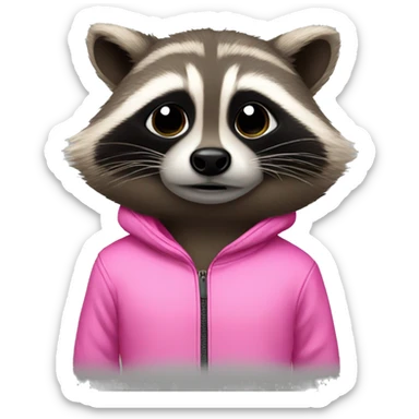 raccoon wearing pink tracksuit sticker