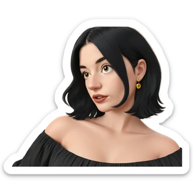 girl with black hair earrings sticker