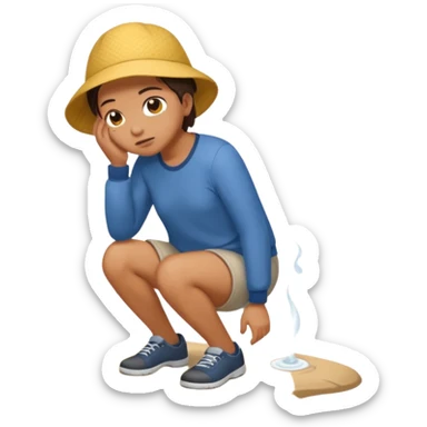 person peeing on the ground sticker