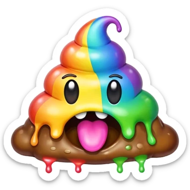 melted rainbow poop emoji monster sticker