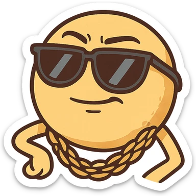 emoji with sunglasses and gold chain, cool attitude, graffiti cartoon style sticker