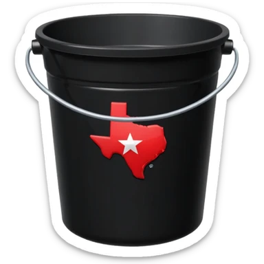 black bucket names in it with red texas on front  sticker