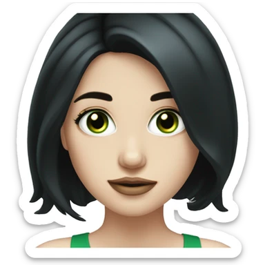 Beautiful pale woman with black hair and green eyes sticker