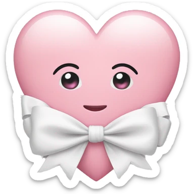 baby pink heart with a white bow  sticker