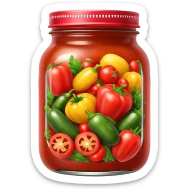 Home canning salsa in mason jar sticker