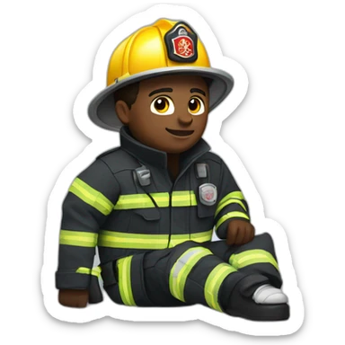 black abs firefighter with a broken foot and a cast sticker