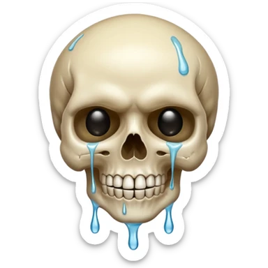 Skull smiling with singular massive sweat drip sticker