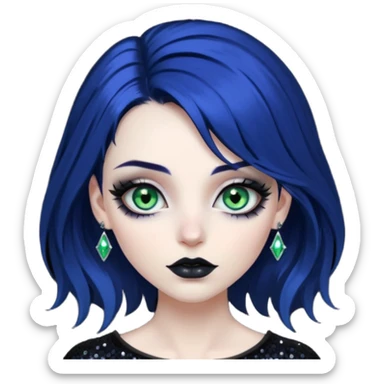 Beautiful dark-deep-abyss-midnight-blue abyssal gloomy dark edgy pretty sparkly shimmering glammed up dolled up ethereal Gorgeous Vampiric Edgy Anime Lady With Black grey green  sticker