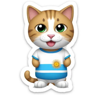 gato con camiseta de argentina tomando mate sticker