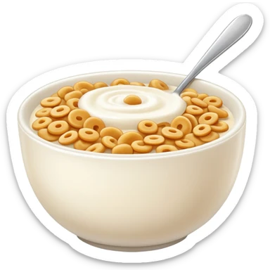 a plain bowl of wheat cereal with milk, there's nothing in the picture but a bowl of cereal sticker