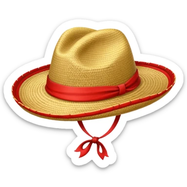 Sombrero de paja con una tira roja  sticker