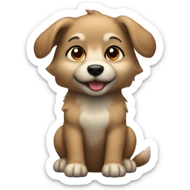 a light brown puppy-like wolf with black hair on its ears sticker