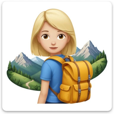 girl back packing mountains background  sticker