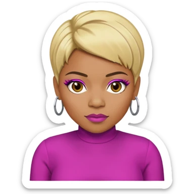 Tionne T-Boz Watkins with blonde short hair, brown eyes, magenta outfit sticker