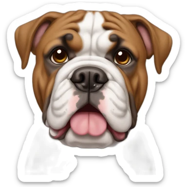brown and white english bulldog tête sticker