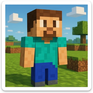 blocky Minecraft character in general style sticker