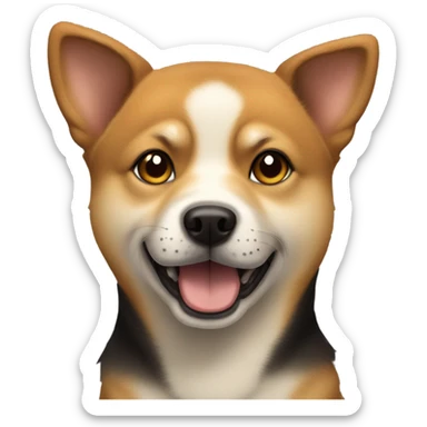 a dog named tony who is a shiba inu slash terrier slash shepherd small cute but fierce  sticker