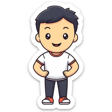 Friendly Korean man in casual clothes smiling sticker