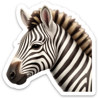 Meme-Worthy Cute Sleeping Zebra Portrait Emoji, Head resting peacefully with a contented smile, showcasing a lean, graceful build and a luxuriously soft striped fur, a refined, equine head with a long snout and alert ears, and eyes shut in a serene, restful nap, Simplified yet hilariously adorable features, highly detailed, glowing with a soft, drowsy light, high shine, relaxed and utterly lovable, stylized with an air of playful laziness, bright and heartwarming, soft glowing outline, capturing the essence of a comically sleepy zebra that feels like it could instantly become the next viral sensation of adorable slumber! sticker