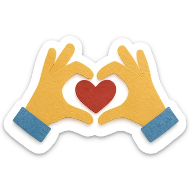 paper craft style heart hands gesture sticker