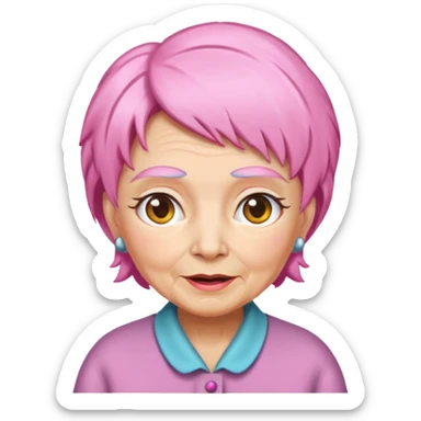 pink haired grandma sticker
