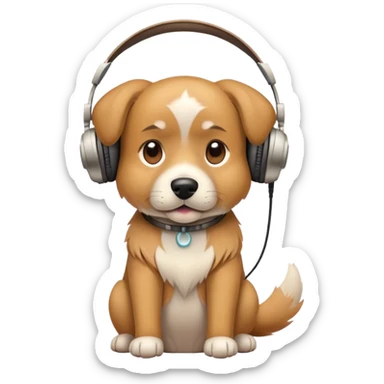 Dog wearing headphones  sticker