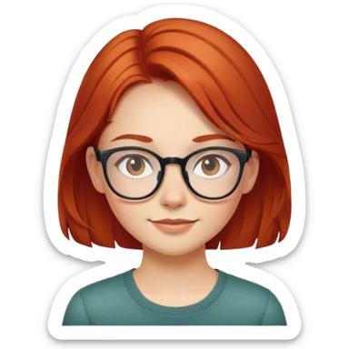 redhair girl with glasses and cute while smirking sticker