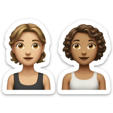 Couple of two girls one with brown short hair and the other with a curly brown bob sticker