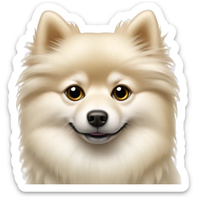White beige wool pomerian spitz with dark eyes  sticker