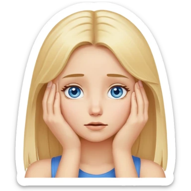Girl with blonde hair and blue eyes face palm sticker