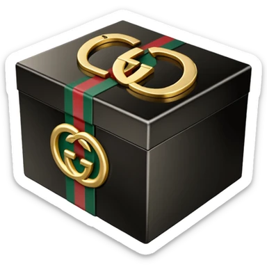 black box with the words “GUCCI” inside  sticker