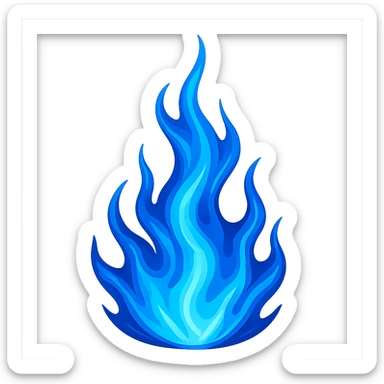 blue fire, visually striking, stylized sticker