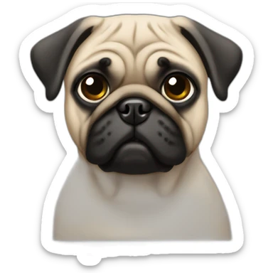 pug wearing a black t-shirt sticker